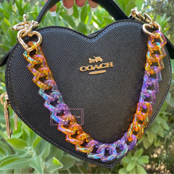 Halloween Orange Purple Triple Hearts Bag Purse Novelty Resin Chain Charm Strap - Picture 10 of 14